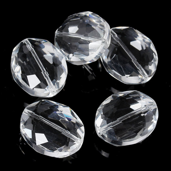 Picture of Crystal Glass Loose Beads Oval Transparent Faceted About 24mm x 20mm, Hole: Approx 1.3mm, 10 PCs