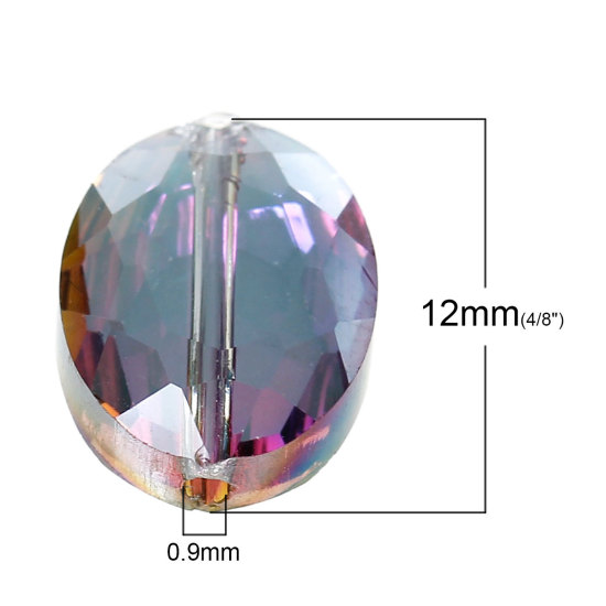 Bild von Kristallglas Perlen Oval Lila Transparent Facettiert ca. 12mm x 9mm, Loch: 0.9mm, 10 Stücke