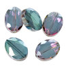 Picture of Crystal Glass Loose Beads Oval Purple & Green Faceted Transparent About 12mm x 9mm, Hole: Approx 0.9mm, 10 PCs