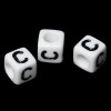 Imagen de Cuentas Acrílico Cubo Blanco & Negro Letra "C" 6mm x 6mm, Agujero: acerca de 3.5mm, 500 Unidades