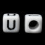 Picture of Acrylic Spacer Beads Cube White & Black Alphabet/ Letter "U" About 6mm x 6mm, Hole: Approx 3.5mm, 500 PCs