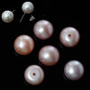 Picture of (Grade A) Natural Dyed Freshwater Cultured Pearl Beads Round Mauve High Luster Half Hole About 7.5mm Dia. - 7mm Dia., Hole: Approx 0.6mm, 2 Pairs (4 PCs)
