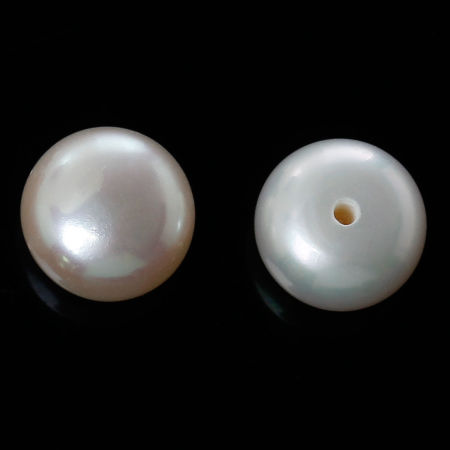 Perla Cuentas Ronda Off-white Perlado Aprox 8.5mm - 7.8mm Dia, Agujero: Aprox 0.9mm, 2 Pares
