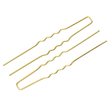 Iron Based Alloy Hairpin Bobby Pins U Shaped Golden 65mm x 10mm, 100 PCs