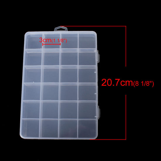 Bild von ABS Plastik Perlenbox Sortierbox Rechteck Transparent 20.7cm x 13.8cm 1 Stück (24 Fächer)