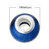 Picture of Resin European Style Large Hole Charm Beads Round At Random Mixed Silver Tone Core Glitter About 14mm x 9mm, Hole: Approx 5.1mm, 20 PCs