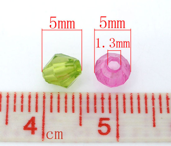 Bild von Acryl Spacer Zwischenperlen Perlen Bicone Imitat Kristall zufällig gemischt ca 5mm x 5mm Loch:ca 1.3mm 1000 Stück