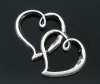 Picture of Zinc Based Alloy Pendants Heart Antique Silver Color 3.2cm x2.5cm(1 2/8" x1"), 20 PCs