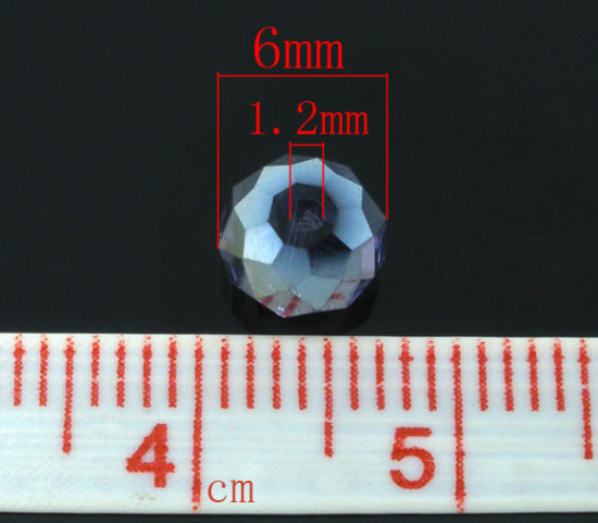 Picture of Crystal Glass Loose Beads Round Violet AB Rainbow Color Aurora Borealis Faceted About 6mm Dia, Hole: Approx 1.2mm, 200 PCs