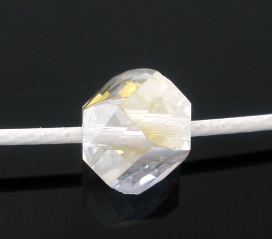 Bild von klar Kristall Glas Facettiert Helix Perlen 8x7mm , 50 Stücke