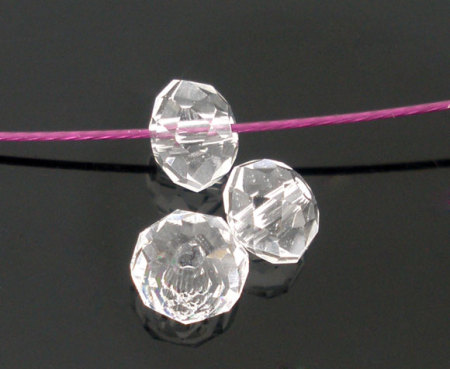 Cuentas Flojas Cristal Vidrio de Plano Redondo,Facetas Transparente 4mm Diámetro, Agujero: acerca de 0.8mm, 200 Unidades