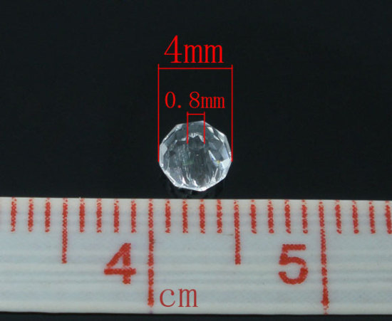 Picture of Crystal Glass Loose Beads Round Transparent Faceted About 4mm Dia, Hole: Approx 0.8mm, 200 PCs