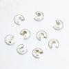 Image de Perles à Écraser Crimp en Alliage Forme Demi-Rond Argenté, Taille de Fermeture: 5mm, Taille d'Ouvert: 6mm, 200 Pcs