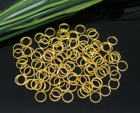 Изображение 400 ШТ 8мм диаметр, 0.7мм(21 калибров) Железный Сплав(Без Кадмия) Двойная петля Колечки Позолоченный Круглые