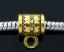 Immagine di Lega di Zinco Stile Europeo Manico Perline Tondo Tazza Oro Antico Lettere Disegno Adatto Braccialetto Europeo Foro: Circa 5mm, 5mm 2.2mm 8mm x 6mm, 100 Pz