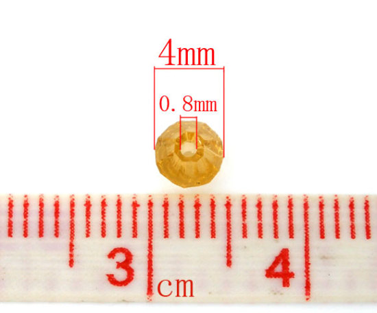 Imagen de Cuentas Vidrio de Bicono , Color de Champagne Oro 4mm x 4mm, Agujero: acerca de 0.8mm, 400 Unidades