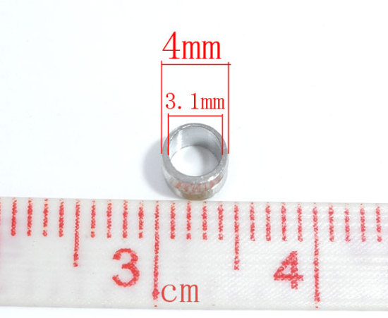 Picture of Copper European Style Snake Chain Screw Threads Silver Tone 4.2mm( 1/8") x 4mm( 1/8"), 100 PCs