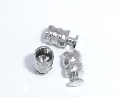 100 PCs Brass European Style End Caps For Necklace Bracelet Jewelry Making Cylinder Silver Tone 7mm x 4mm