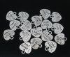Picture of Zinc Based Alloy Charms Heart Antique Silver Color Message " I Love you " 12mm( 4/8") x 11mm( 3/8"), 50 PCs