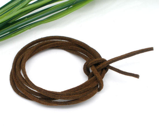 Bild von Polyester Veloursleder Schnur Kaffeebraun 2.5mm x2mm, 20 Stück(ca. 1 M/Stück)