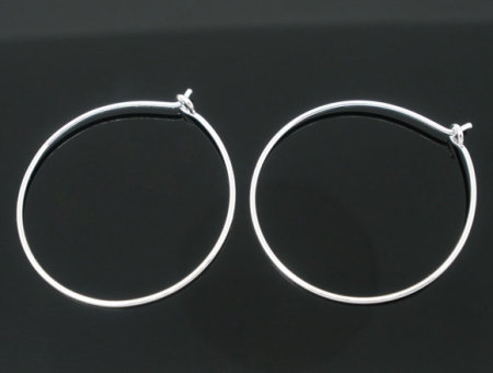 Alloy Wine Glass Charm Hoops Circle Ring Silver Plated 29mm(1 1/8") x 25mm(1"), 100 PCs