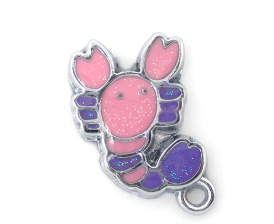 Picture of Zinc Based Alloy Charms Scorpio Sign Of Zodiac Constellations Silver Tone Multicolor Enamel 20mm( 6/8") x 13mm( 4/8"), 10 PCs