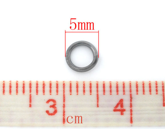 Immagine di 1200 Pz 5mm Dia, 0.7mm(21 misura) Lega di Ferro Aperto Stile Anello di Salto Pistola Nera Tondo