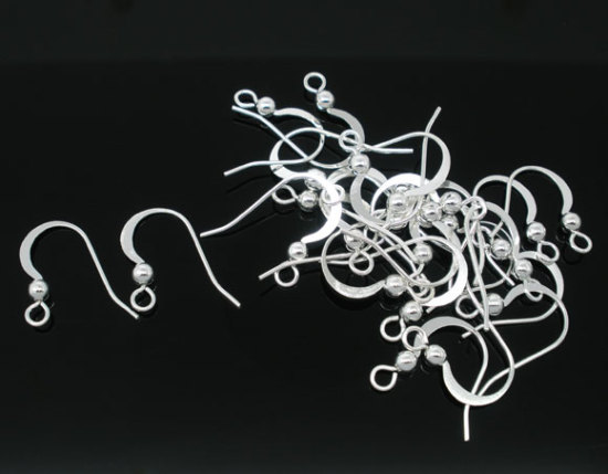 Imagen de Componentes de aretes GanchosLatón de Torcido,Argentado 17mm x 18mm, 200 Unidades