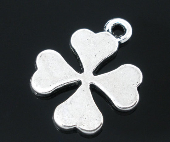 Picture of Zinc Based Alloy Pendants Four Leaf Clover Antique Silver Color 19mm x 15mm, 50 PCs
