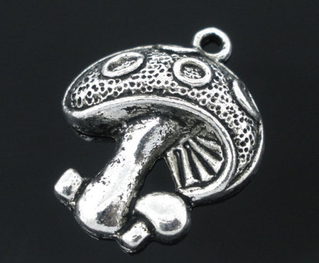 Imagen de Colgantes Aleación del Metal Del Zinc de Seta,Punto Plata Antigua Rhinestone 23.0mm x 19.0mm, 30 Unidades 