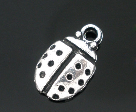 Colgantes Aleación del Metal Del Zinc de Mariquita,Punto Plata Antigua Rhinestone 12.0mm x 7.0mm, 100 Unidades 