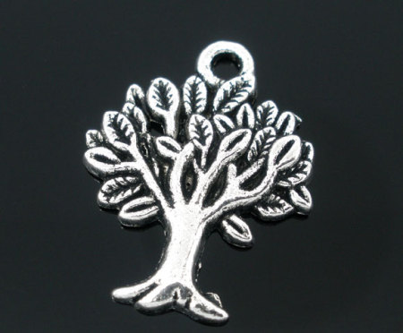 Zinc Based Alloy Charms Tree Antique Silver Color 22mm( 7/8") x 17mm( 5/8"), 40 PCs