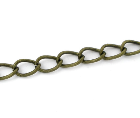 Picture of Alloy Link Curb Chain Findings Antique Bronze 5.5x3.5mm(2/8"x1/8"), 10 M