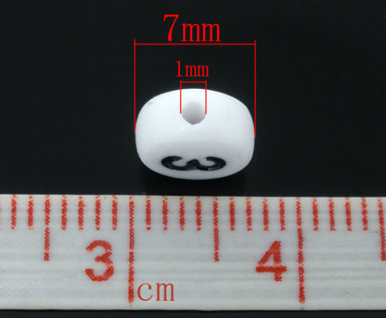 Bild von Acryl Spacer Zwischenperlen Perlen Rund Weiß Nummer ca 7mm D Loch:ca 1mm 500 Stück