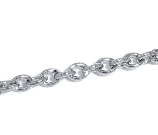 Picture of Alloy Link Cable Chain Findings Silver Tone 3.5x2.5mm(1/8"x1/8"), 10 M