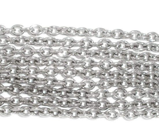 Picture of Alloy Link Cable Chain Findings Silver Tone 3.5x2.5mm(1/8"x1/8"), 10 M