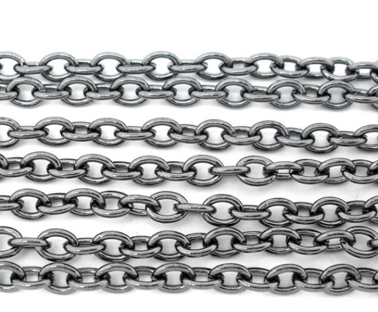 Image de Chaîne Maille Forçat en Alliage Gunmetal 3.5x2.5mm, 10 M