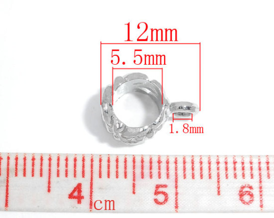 Image de 50 Bélières Perles Fleur Pattern pour Européen Bracelet Charms 12x6mm
