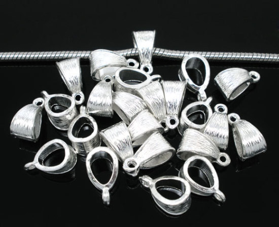 Picture of 50 Silver Plated Triangle Bail Beads Fit European Bracelet 14x7mm