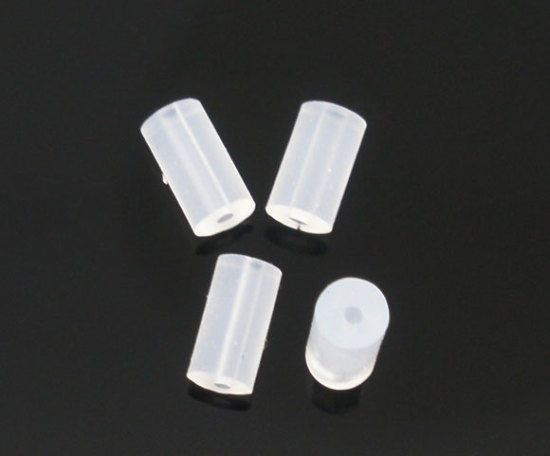 Bild von Silikon Ohrring Ohrstecker  Stopper Ohrringe Zylinder Weiß 4mm x 2mm, 1000 Stück