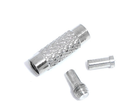 Picture of 30 Sets Brass End Caps For Necklace Bracelet Jewelry Making Cylinder Silver Tone Spiral (Fits 2.5mm Cord)
