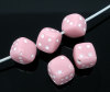 Picture of Acrylic Bubblegum Beads Dice Pink Dot About 9mm x 9mm, Hole: Approx 1.3mm, 100 PCs
