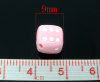 Picture of Acrylic Bubblegum Beads Dice Pink Dot About 9mm x 9mm, Hole: Approx 1.3mm, 100 PCs