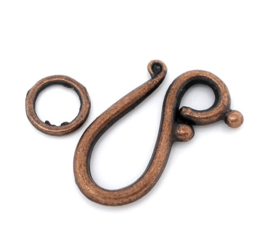 Picture of Zinc Based Alloy Toggle Clasps Irregular Antique Copper 21mm x 12mm 7mm, 20 Sets
