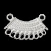 Picture of Connectors Findings Fan-shaped Silver Plated Hollow Pattern 19.0mm( 6/8") x 12.0mm( 4/8"), 100 PCs