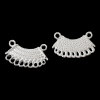 Picture of Connectors Findings Fan-shaped Silver Plated Hollow Pattern 19.0mm( 6/8") x 12.0mm( 4/8"), 100 PCs