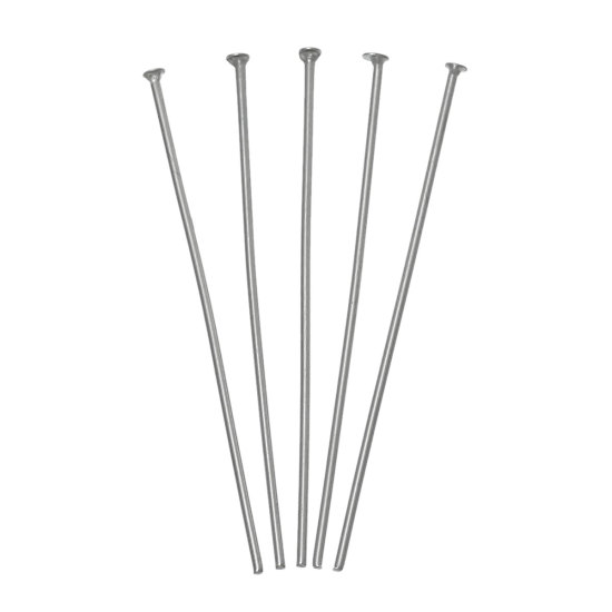 Picture of 304 Stainless Steel Head Pins Silver Tone 3.5cm(1 3/8") long, 0.7mm (21 gauge), 300 PCs