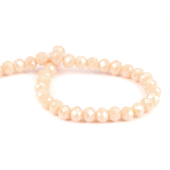 Picture of Glass Loose Beads Round Peachy Beige Faceted About 6mm Dia, Hole: Approx 1.3mm, 46.5cm long, 1 Strand (Approx 100 PCs/Strand)