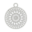 Image de Pendentifs Estampe en Filigrane Creux en 304 Acier Inoxydable Rond Fleurs Argent Mat 22mm x 18mm, 20 Pcs