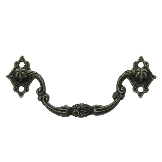 Bild von Zinklegierung Kistengriff Raute Bronzefarbe 8.3cm x 3cm 2.6cm x 1.8cm 10 Sets